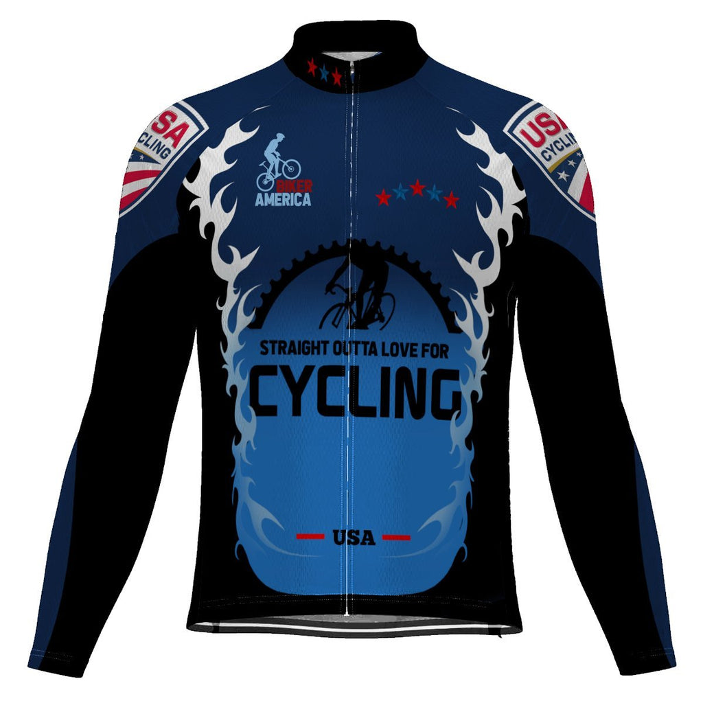 Navy Long Sleeve Cycling Jersey for Men