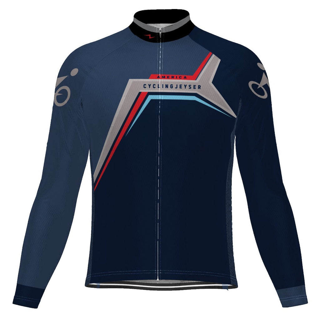 Navy Long Sleeve Cycling Jersey for Men