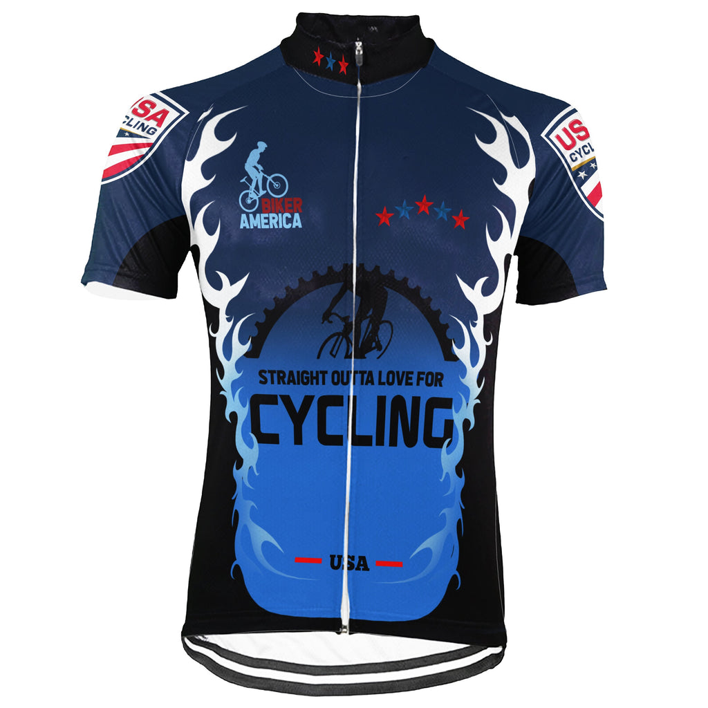 Navy Short Sleeve Cycling Jersey for Men