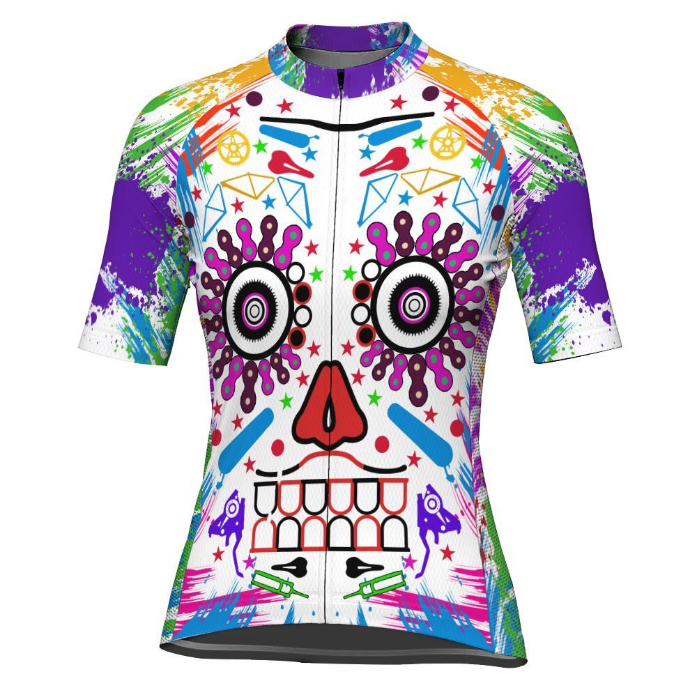 Skull Short Sleeve Cycling Jersey for Women