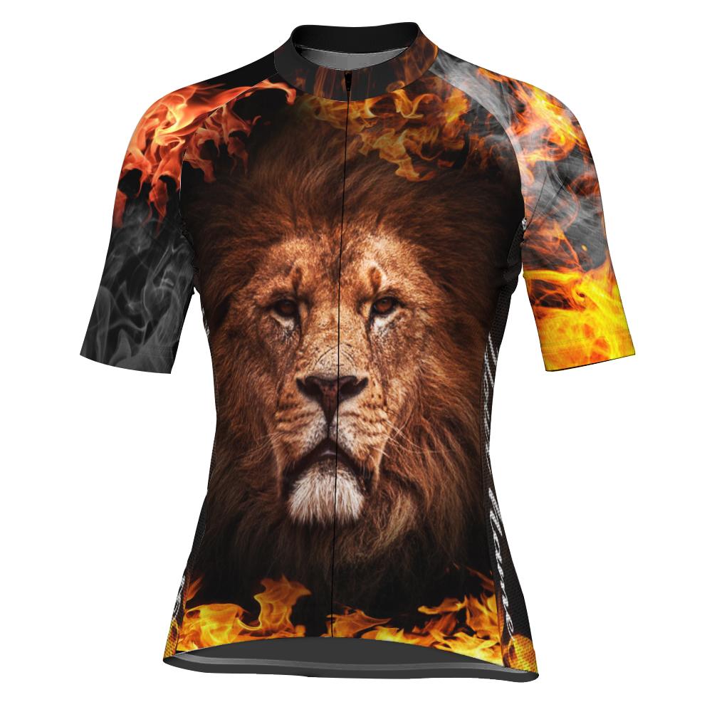 Customized Lion Short Sleeve Cycling Jersey for Women