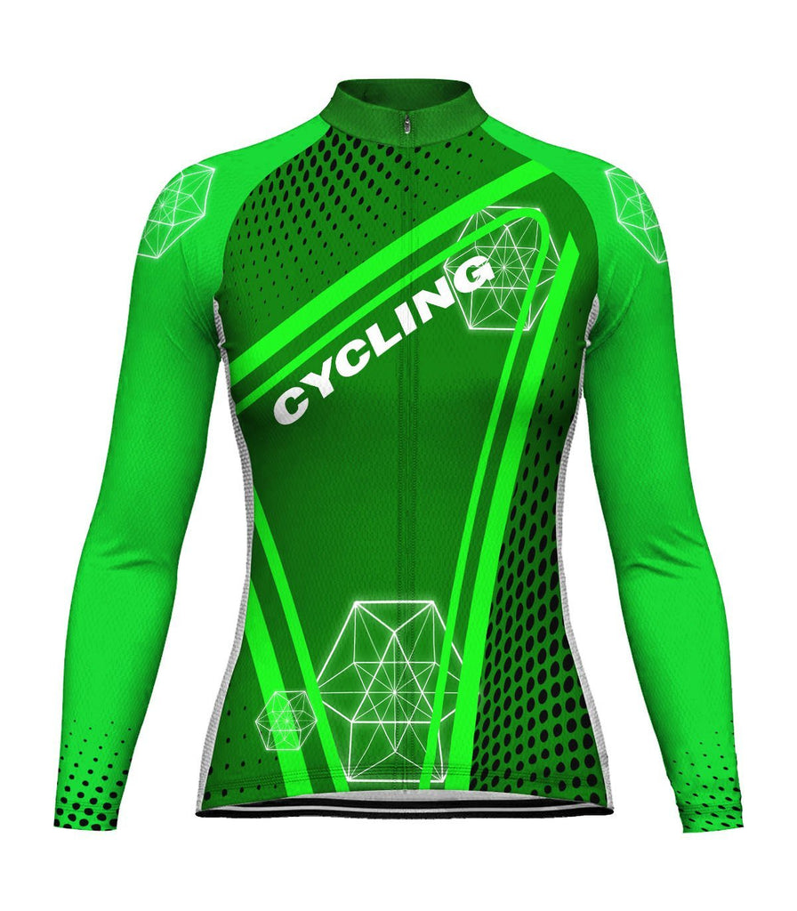 Green Long Sleeve Cycling Jersey for Women