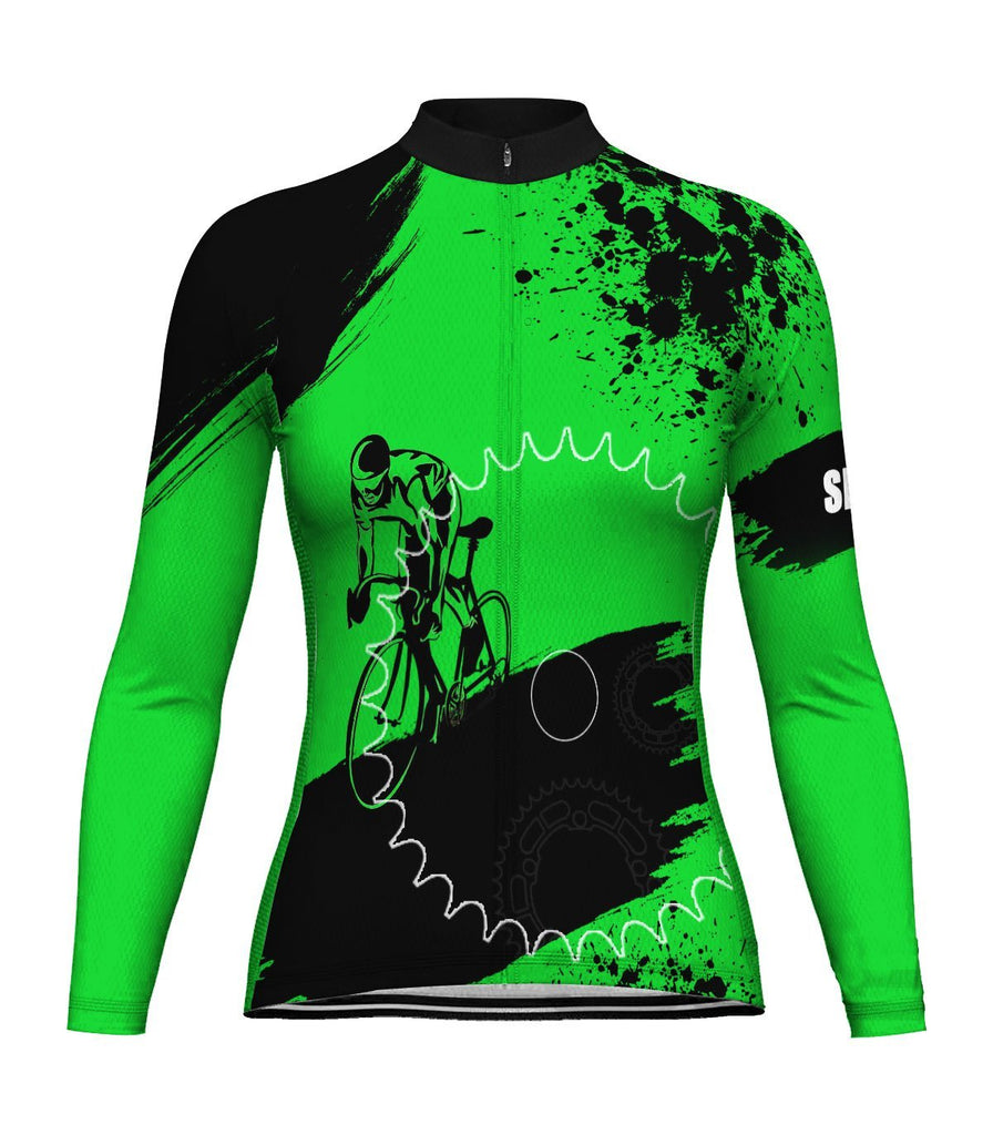 Green Long Sleeve Cycling Jersey for Women