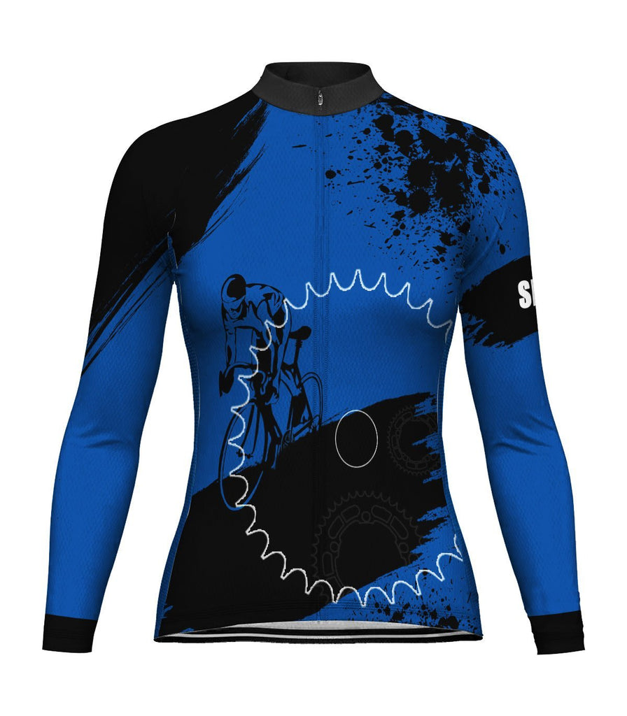 Blue Long Sleeve Cycling Jersey for Women