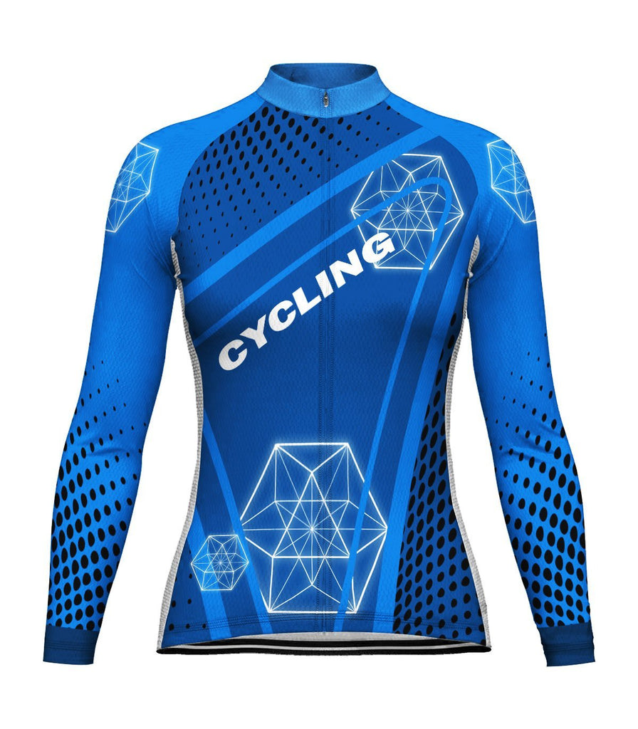 Blue Long Sleeve Cycling Jersey for Women
