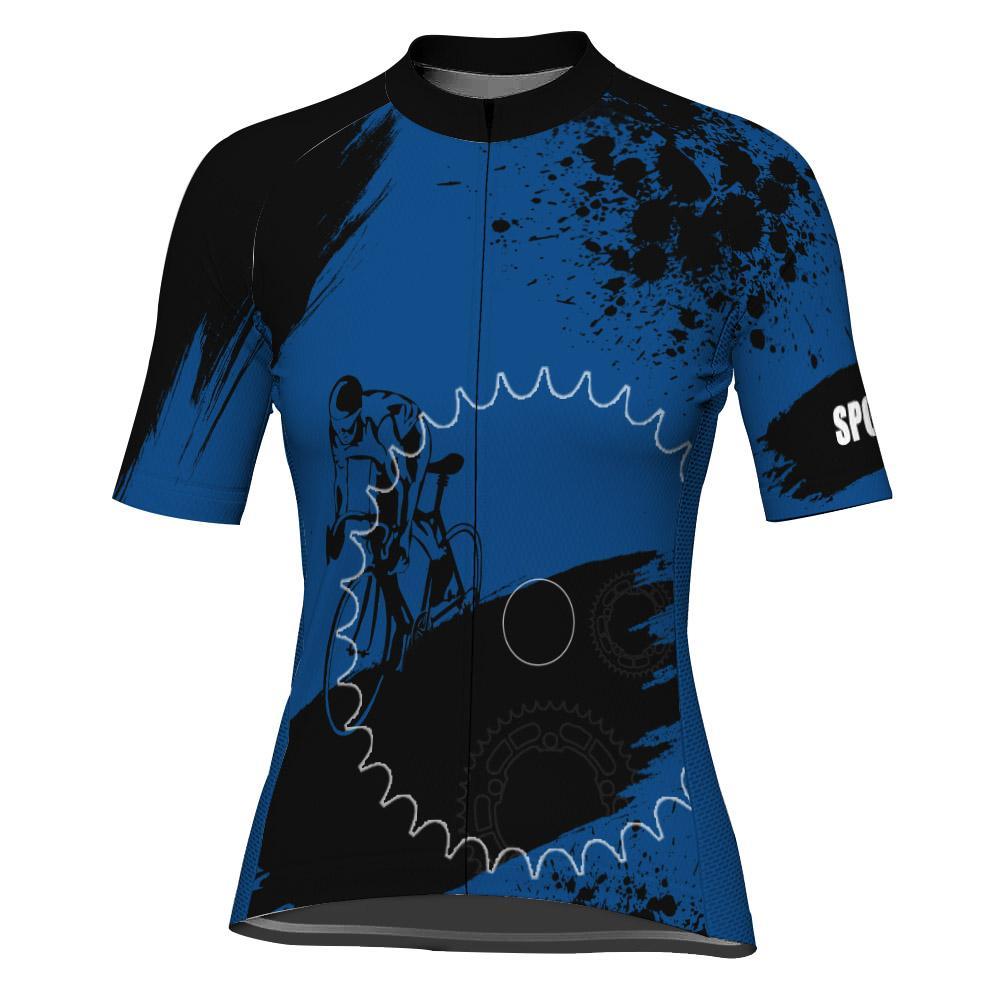 Blue Short Sleeve Cycling Jersey for Women