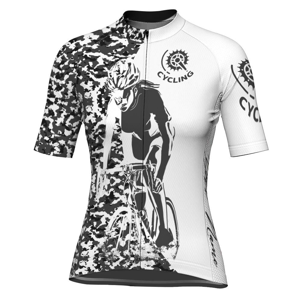 Customized Camo Short Sleeve Cycling Jersey for Women