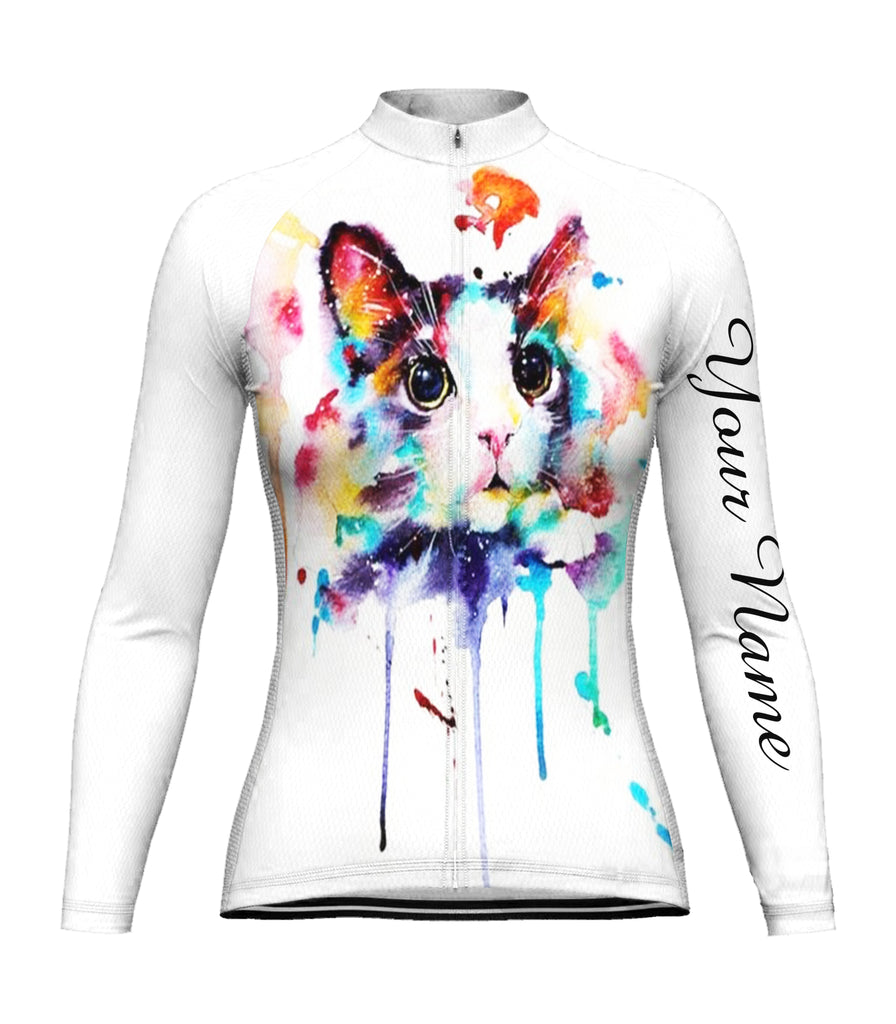 Customized Cat Long Sleeve Cycling Jersey for Women