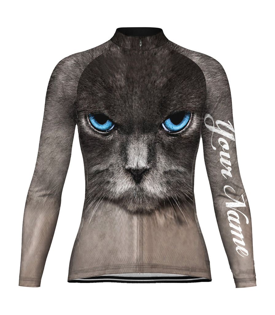Customized Cat Long Sleeve Cycling Jersey for Women