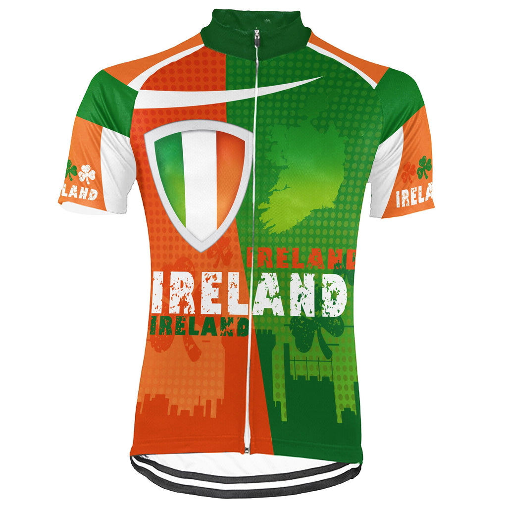 Customized Ireland Winter Thermal Fleece Short Sleeve Cycling Jersey for Men
