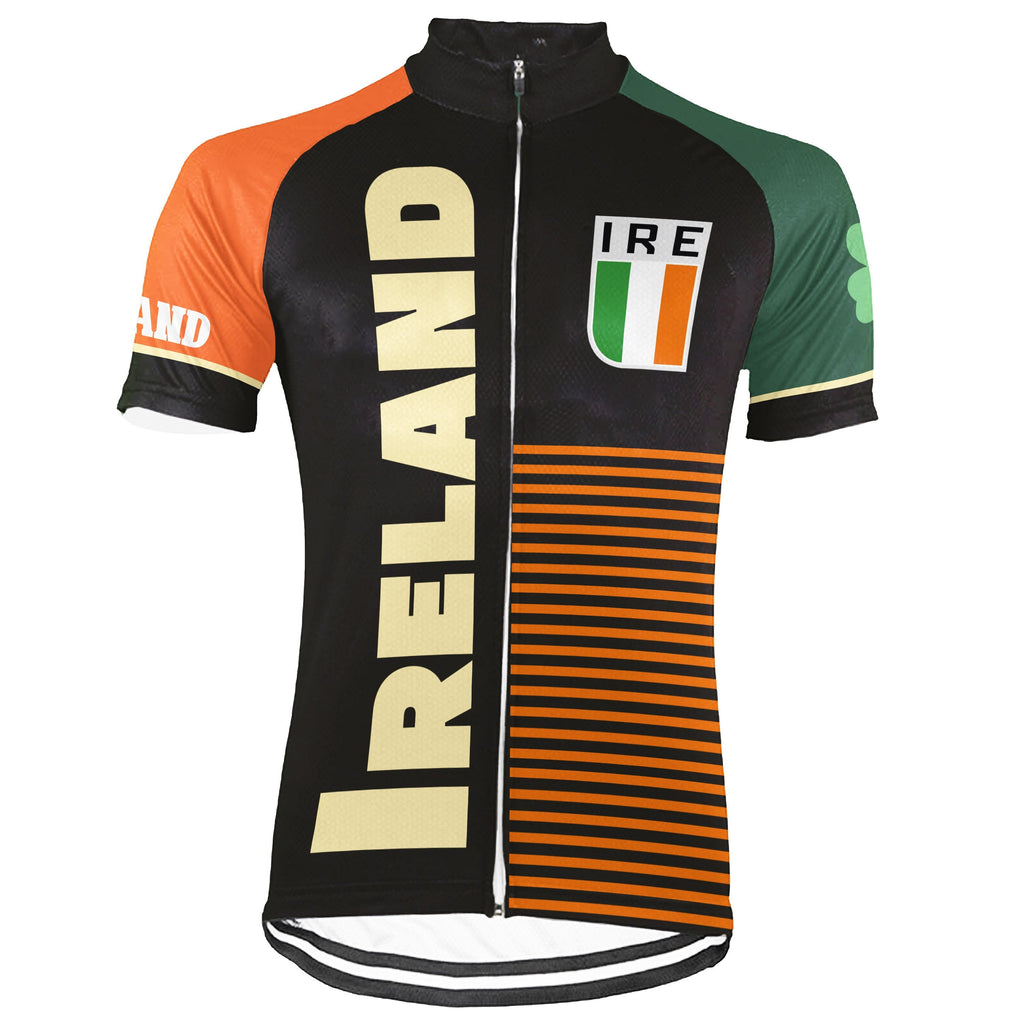Customized Ireland Winter Thermal Fleece Short Sleeve Cycling Jersey for Men
