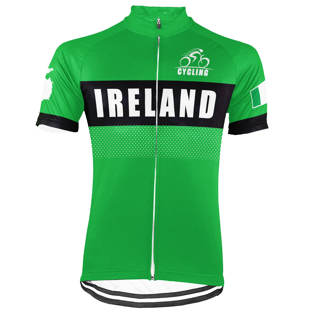 Customized Ireland Winter Thermal Fleece Short Sleeve Cycling Jersey for Men