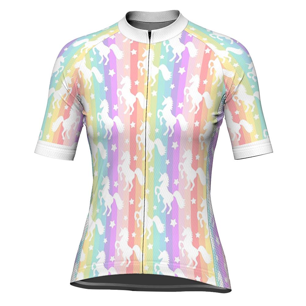 Colorful Unicorn Short Sleeve Cycling Jersey for Women