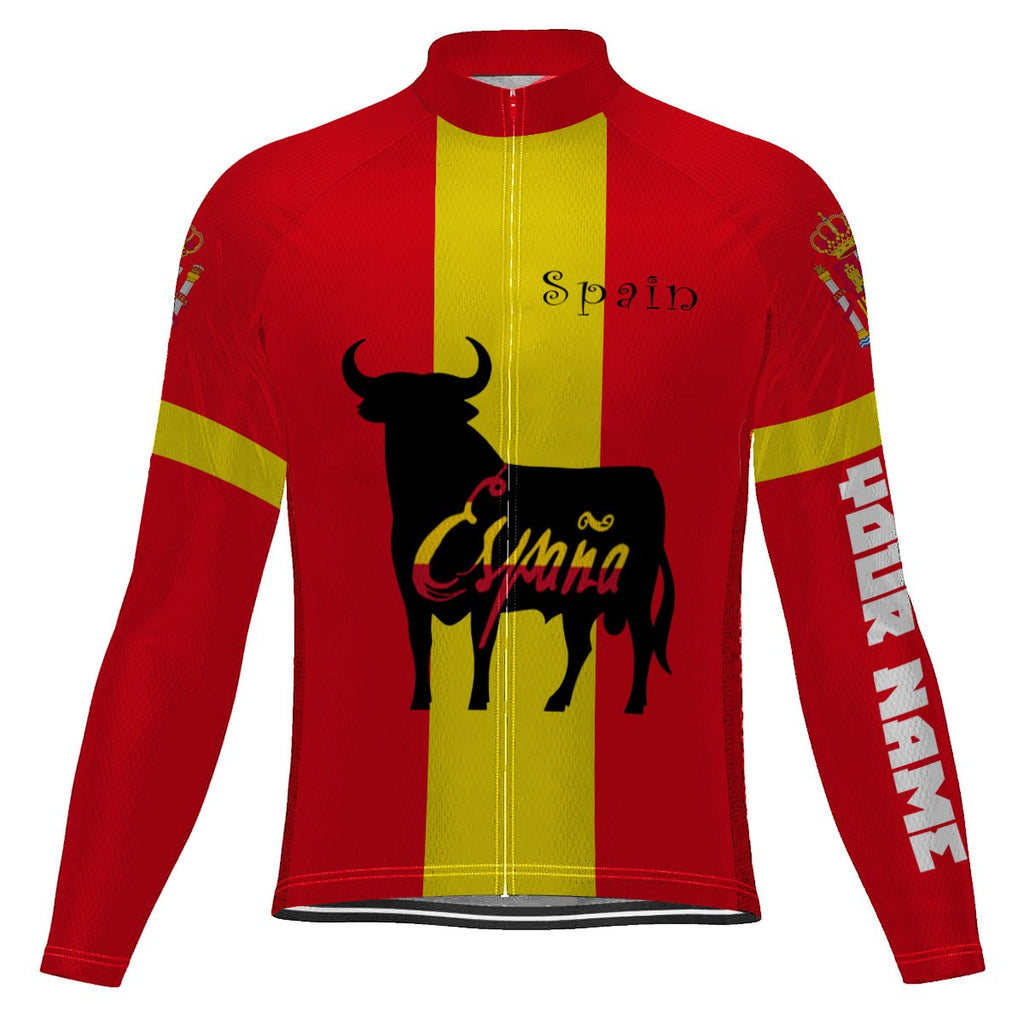 Customized Spain Long Sleeve Cycling Jersey for Men