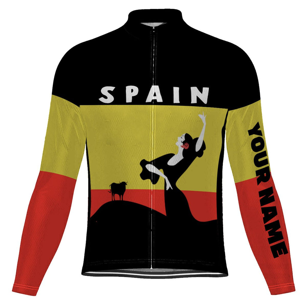 Customized Spain Long Sleeve Cycling Jersey for Men