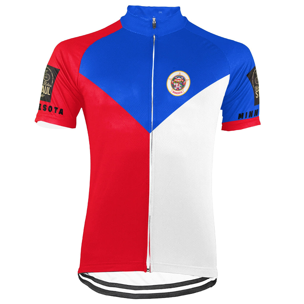 Customized Minnesota Winter Thermal Fleece Short Sleeve Cycling Jersey for Men