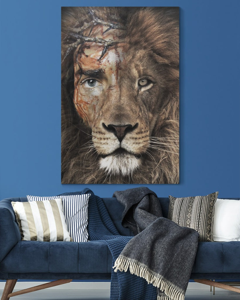 Jesus and lion - The perfect combination Flag -  Canvas