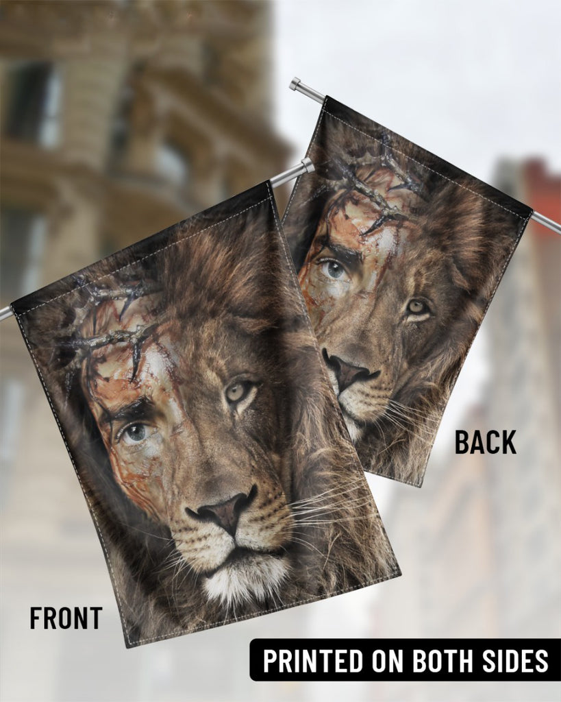 Jesus and lion - The perfect combination Flag -  Canvas