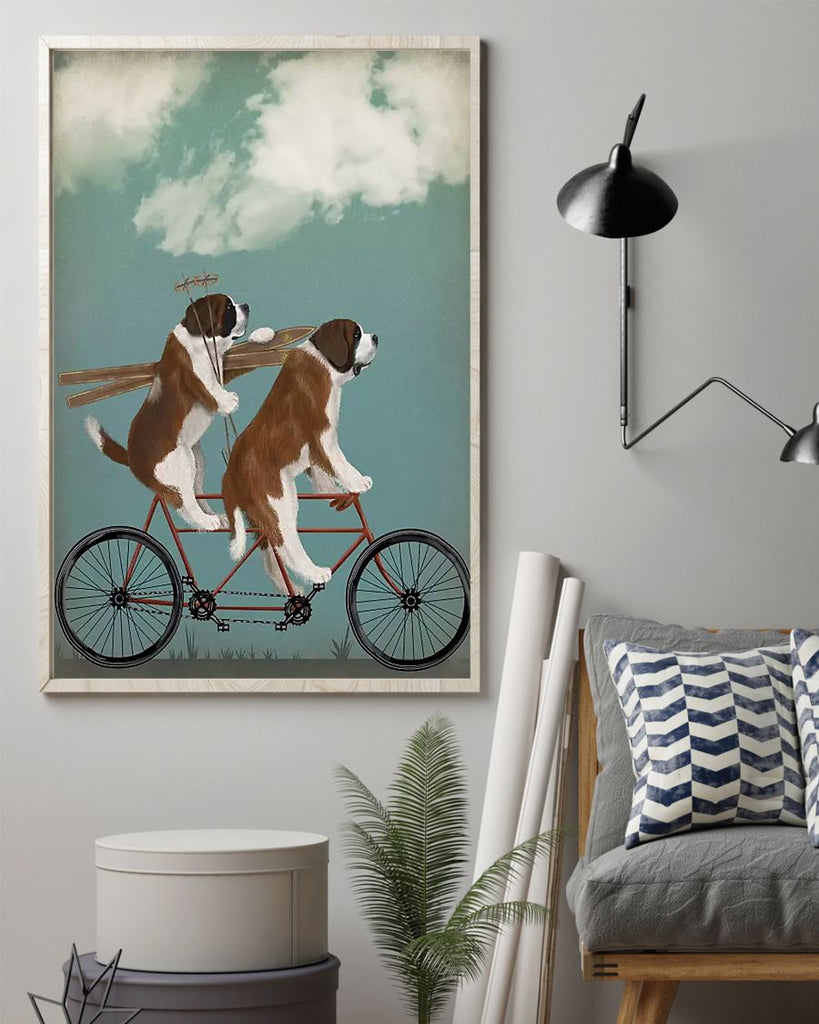Cycling Poster- Dogs Ride Bike-Special Gift