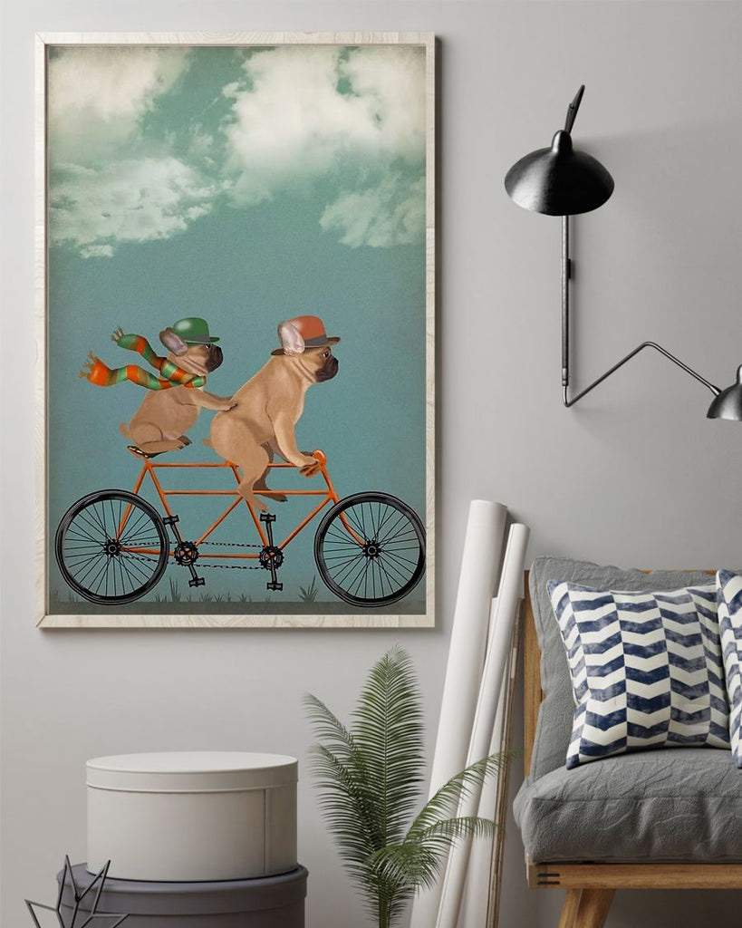 Cycling Poster- Pug Dogs And Bicycle