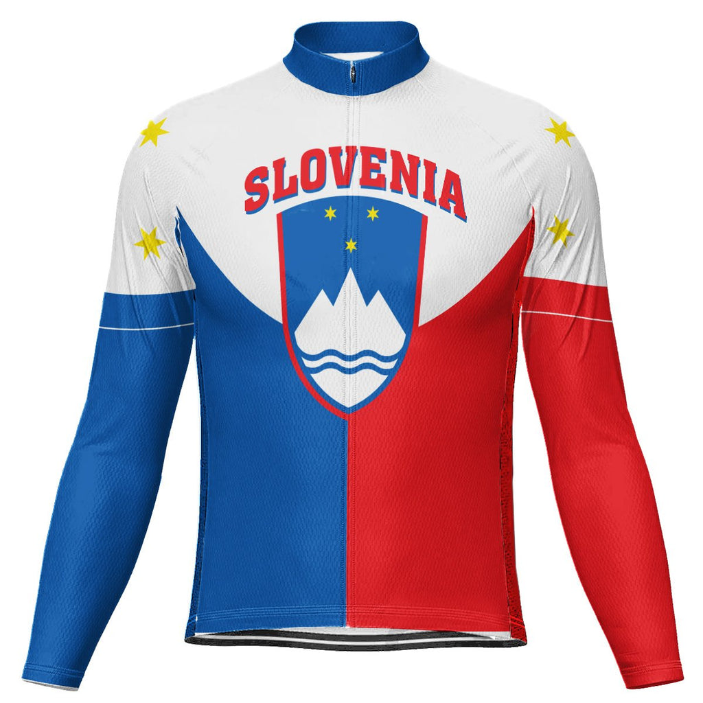 Customized Slovenia Winter Thermal Fleece Long Sleeve Cycling Jersey for Men