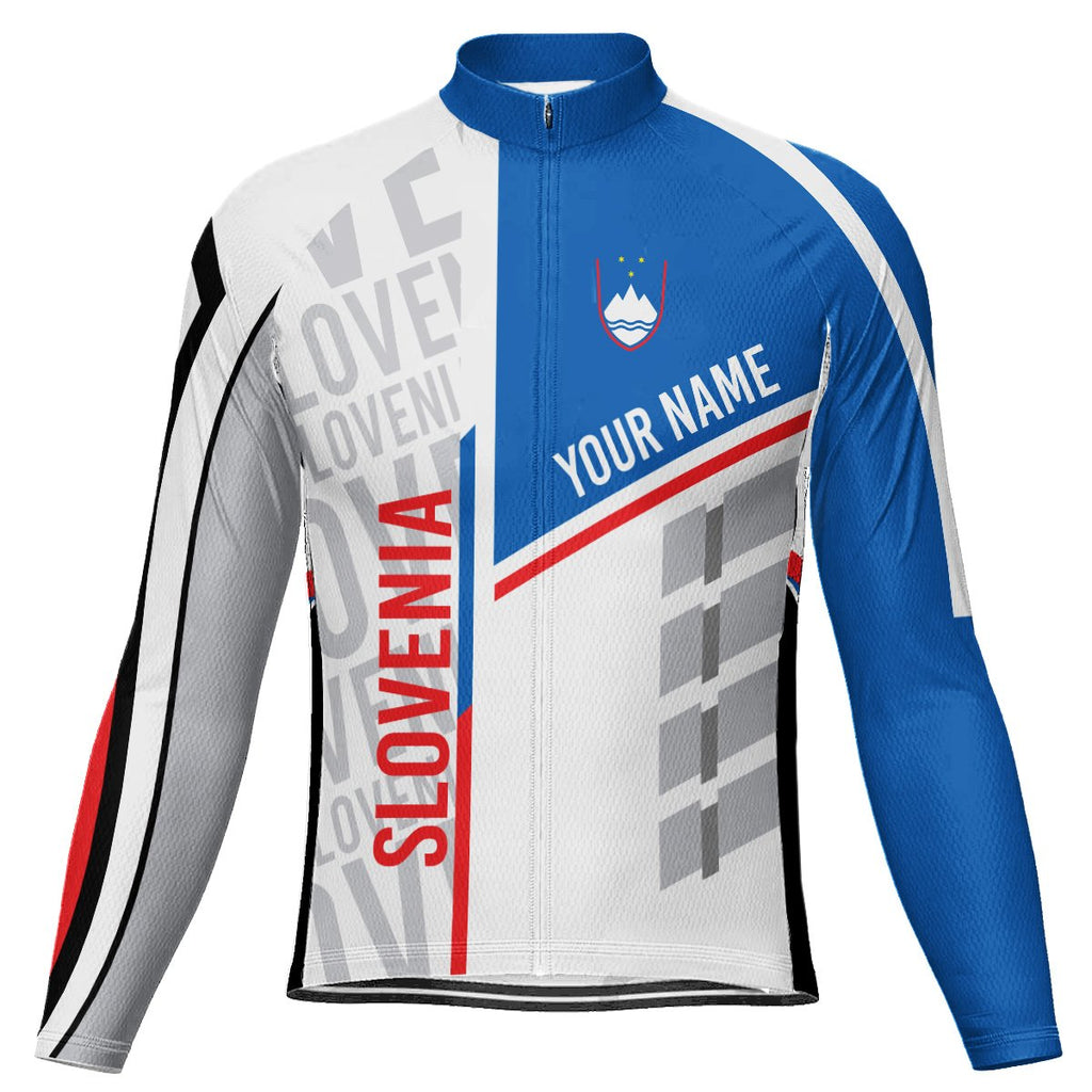 Customized Slovenia Winter Thermal Fleece Long Sleeve Cycling Jersey for Men