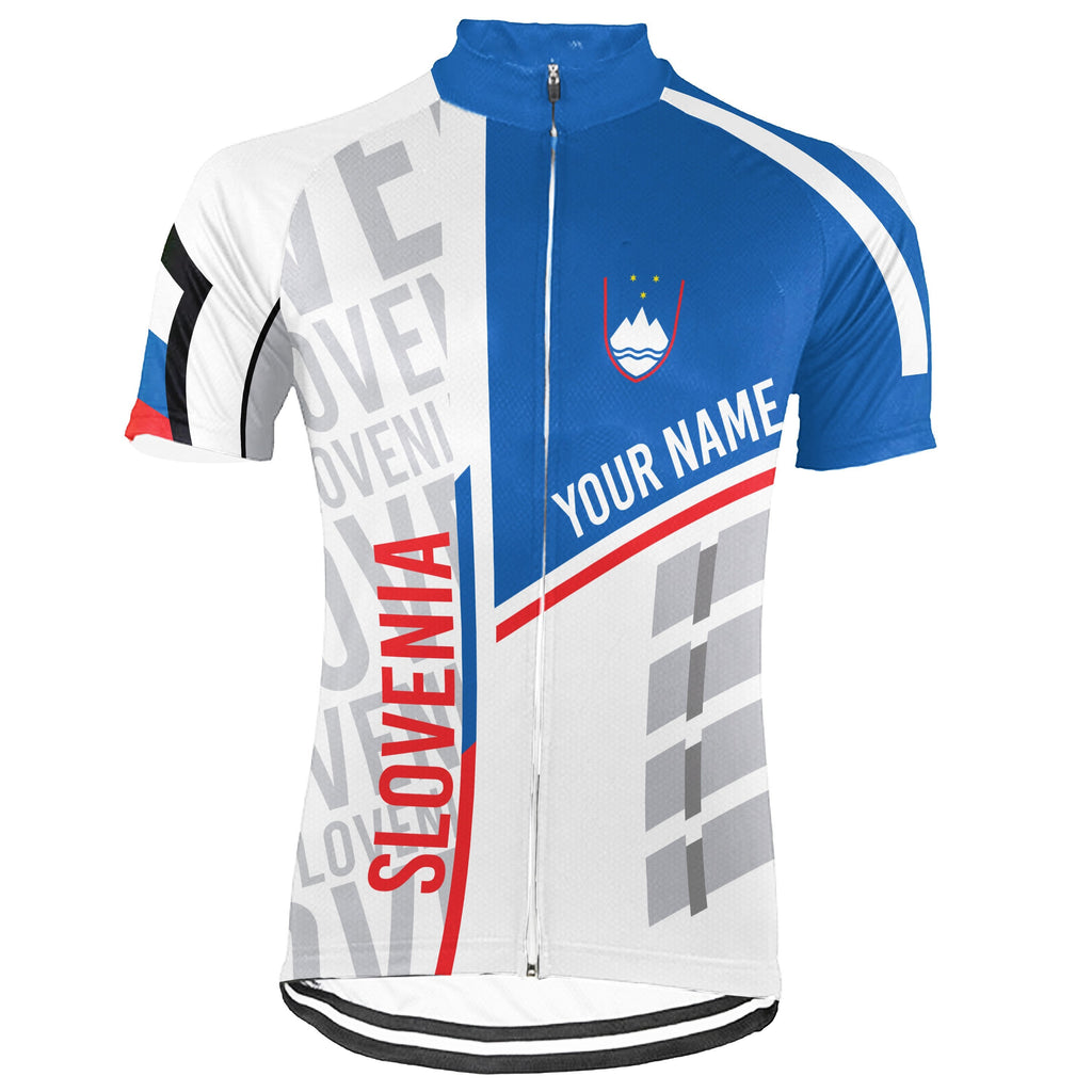 Customized Slovenia Winter Thermal Fleece Short Sleeve Cycling Jersey for Men
