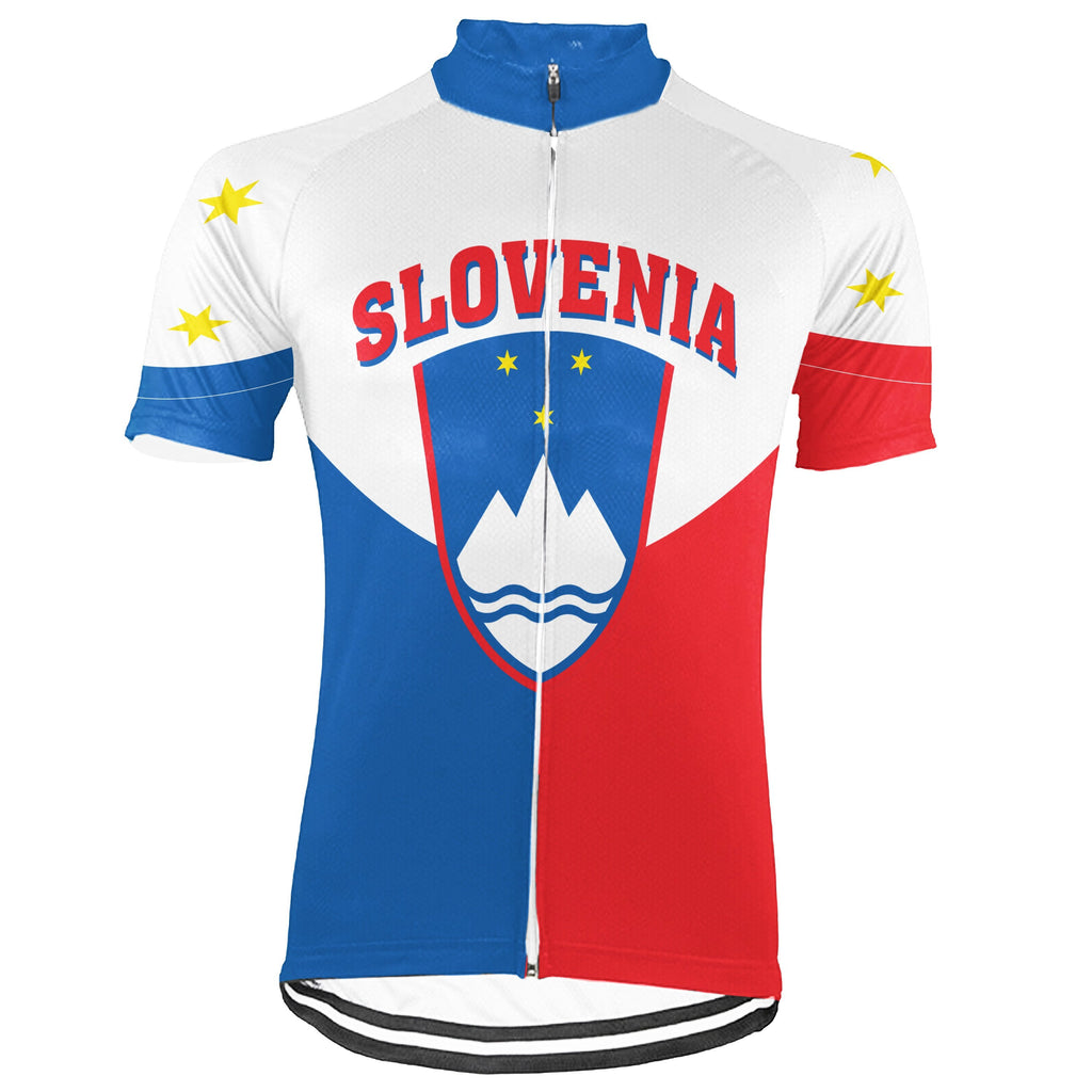 Customized Slovenia Winter Thermal Fleece Short Sleeve Cycling Jersey for Men