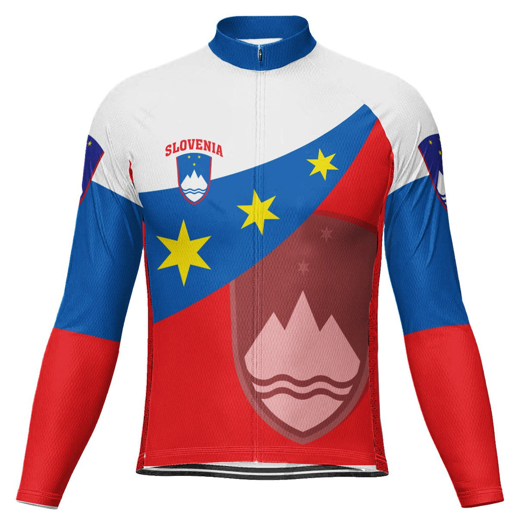 Customized Slovenia Winter Thermal Fleece Long Sleeve Cycling Jersey for Men