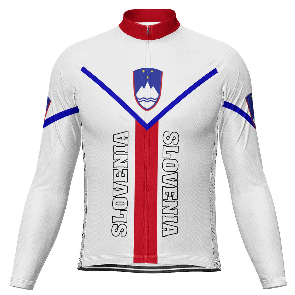 Customized Slovenia Winter Thermal Fleece Long Sleeve Cycling Jersey for Men