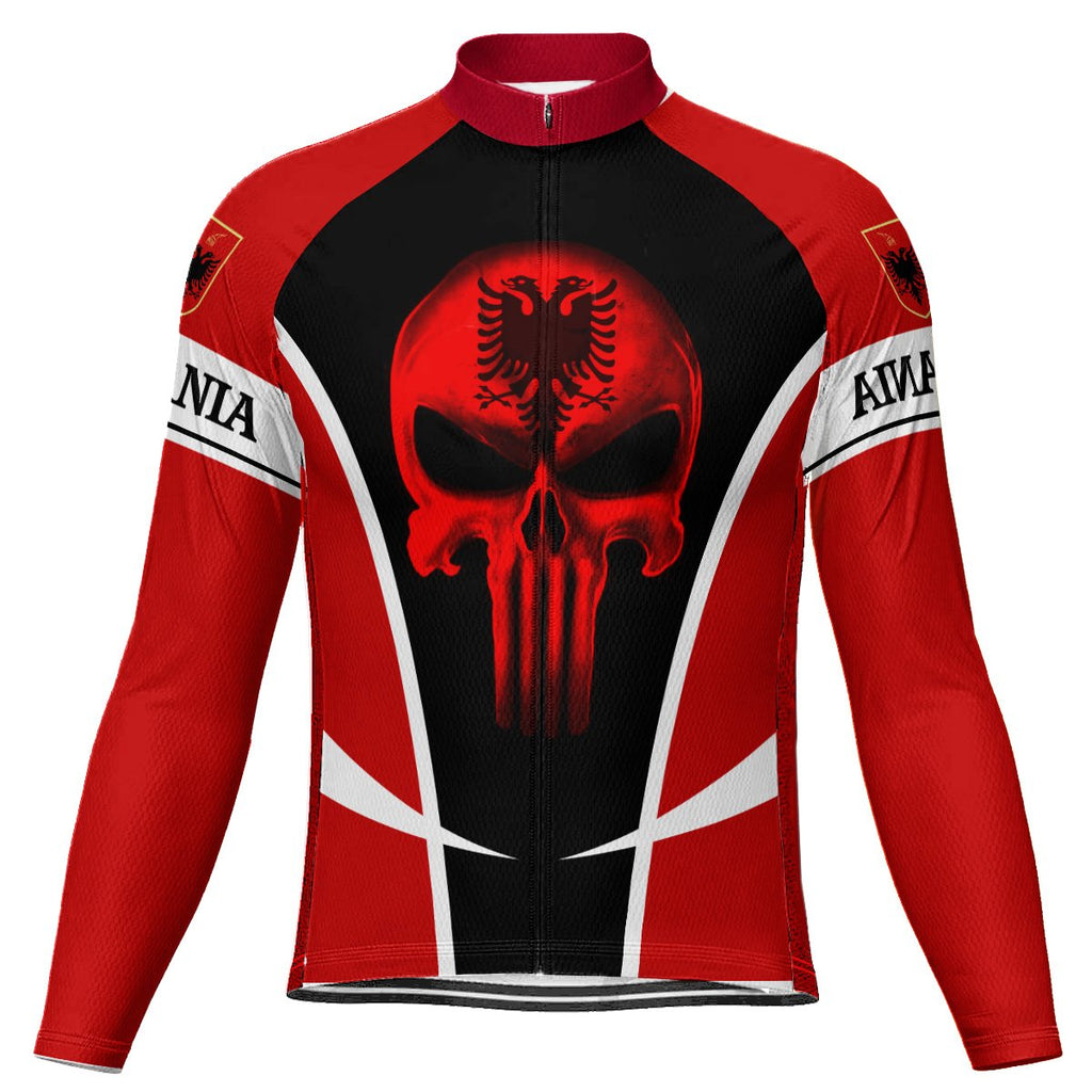 Customized Albania Winter Thermal Fleece Long Sleeve Cycling Jersey for Men
