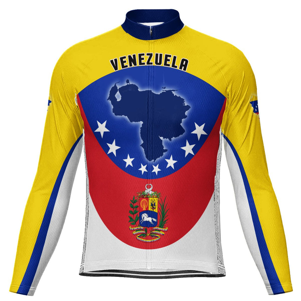 Customized Venezuela Winter Thermal Fleece Long Sleeve Cycling Jersey for Men