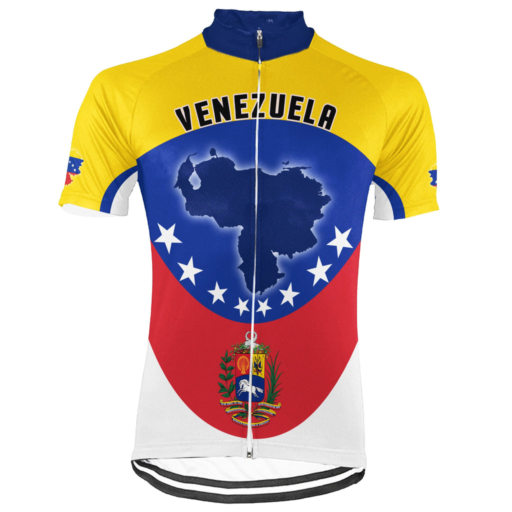 Customized Venezuela Winter Thermal Fleece Short Sleeve Cycling Jersey for Men