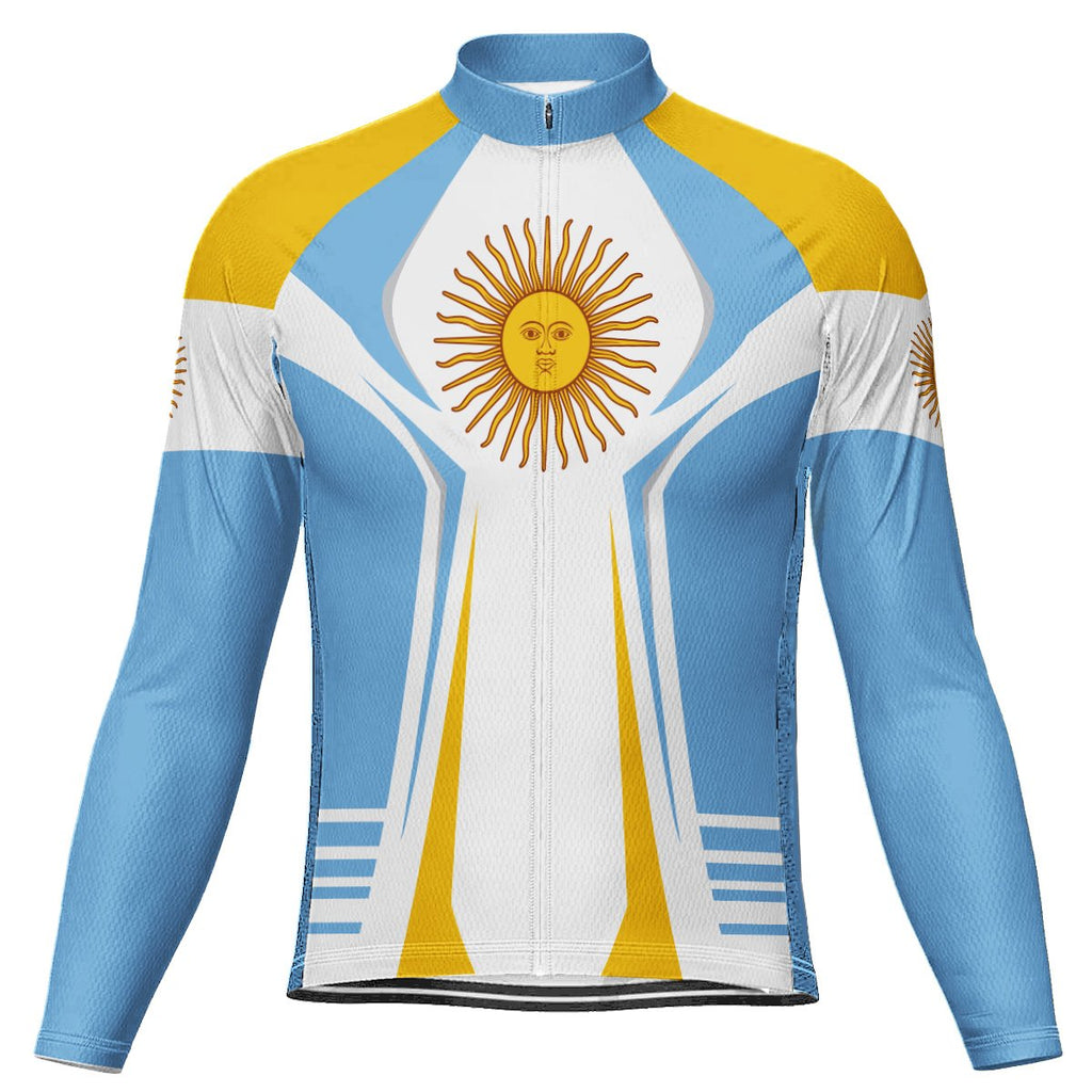 Customized Argentina Winter Thermal Fleece Long Sleeve Cycling Jersey for Men