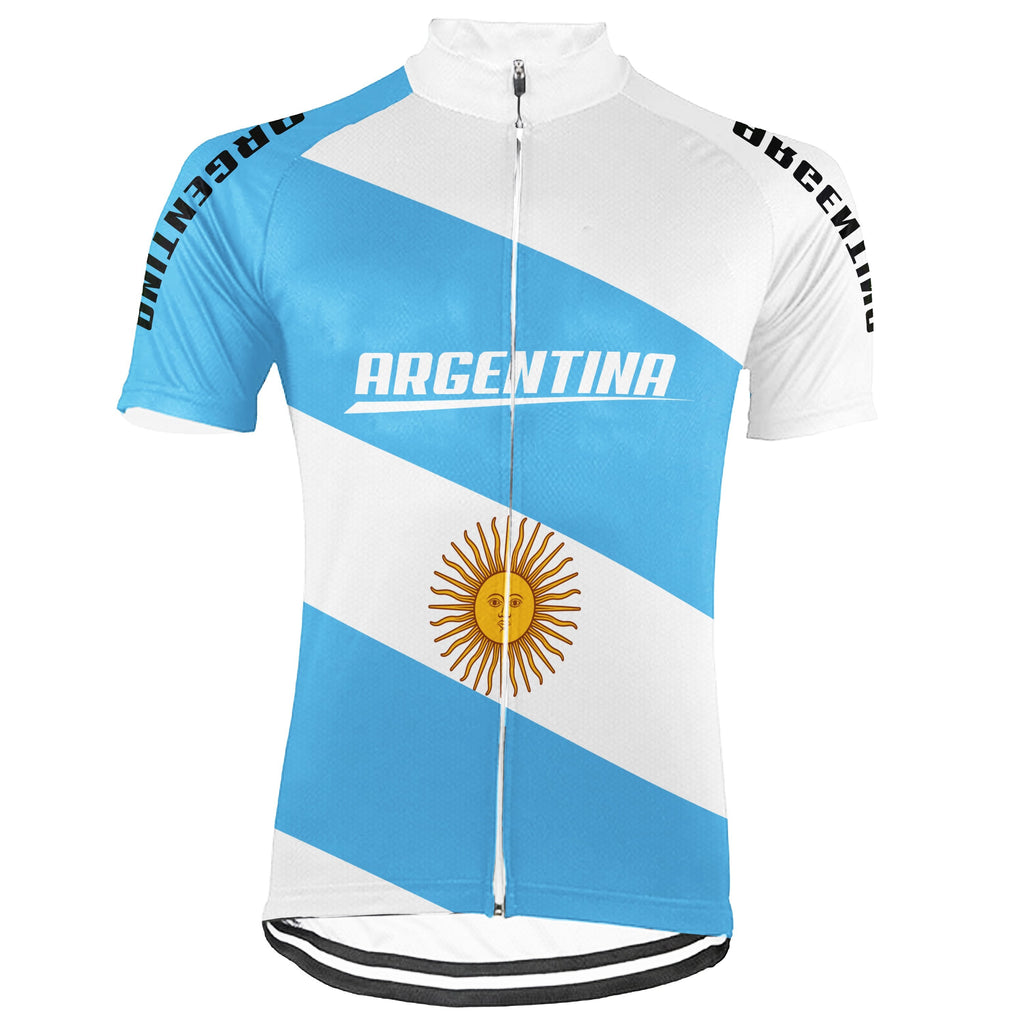 Customized Argentina Winter Thermal Fleece Short Sleeve Cycling Jersey for Men
