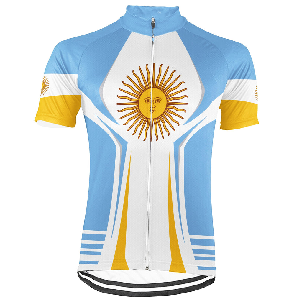 Customized Argentina Winter Thermal Fleece Short Sleeve Cycling Jersey for Men