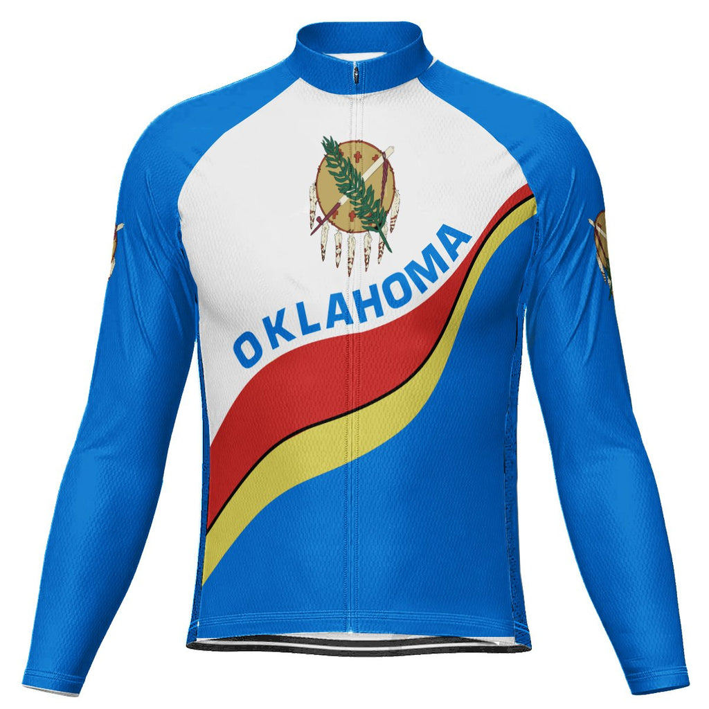 Customized Oklahoma Winter Thermal Fleece Long Sleeve Cycling Jersey for Men