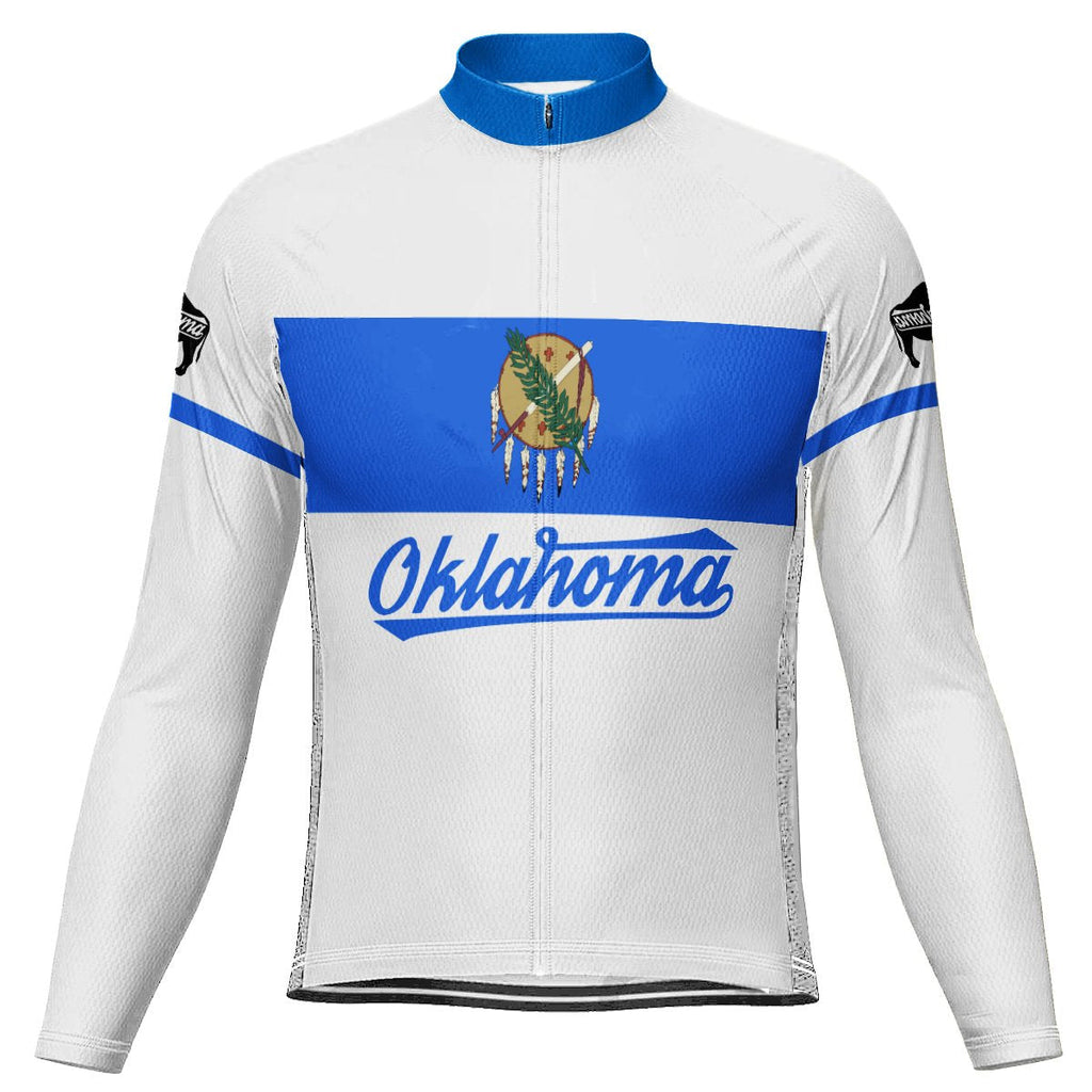 Customized Oklahoma Winter Thermal Fleece Long Sleeve Cycling Jersey for Men