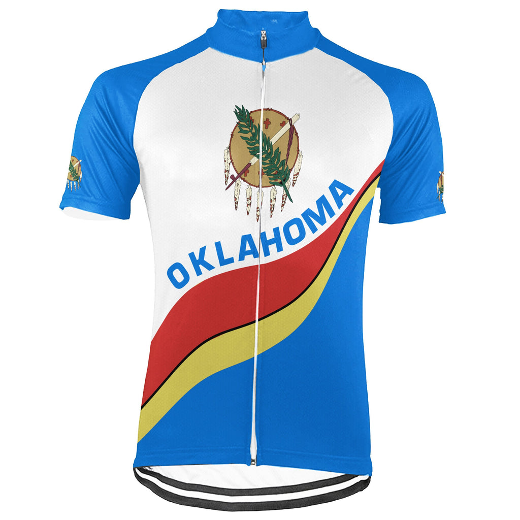 Customized Oklahoma Winter Thermal Fleece Short Sleeve Cycling Jersey for Men
