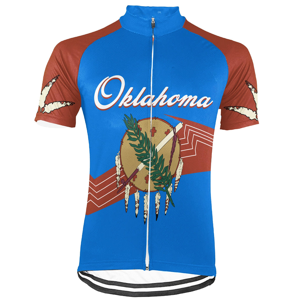 Customized Oklahoma Winter Thermal Fleece Short Sleeve Cycling Jersey for Men