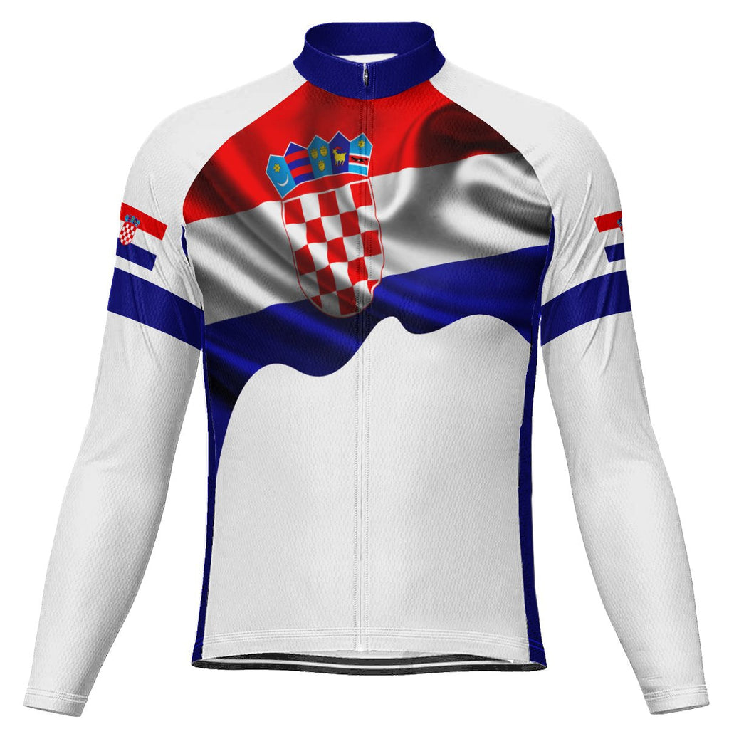 Customized Croatia Winter Thermal Fleece Long Sleeve Cycling Jersey for Men