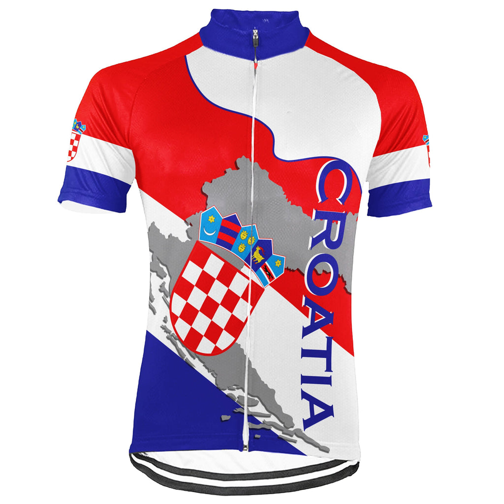 Customized Croatia Winter Thermal Fleece Short Sleeve Cycling Jersey for Men