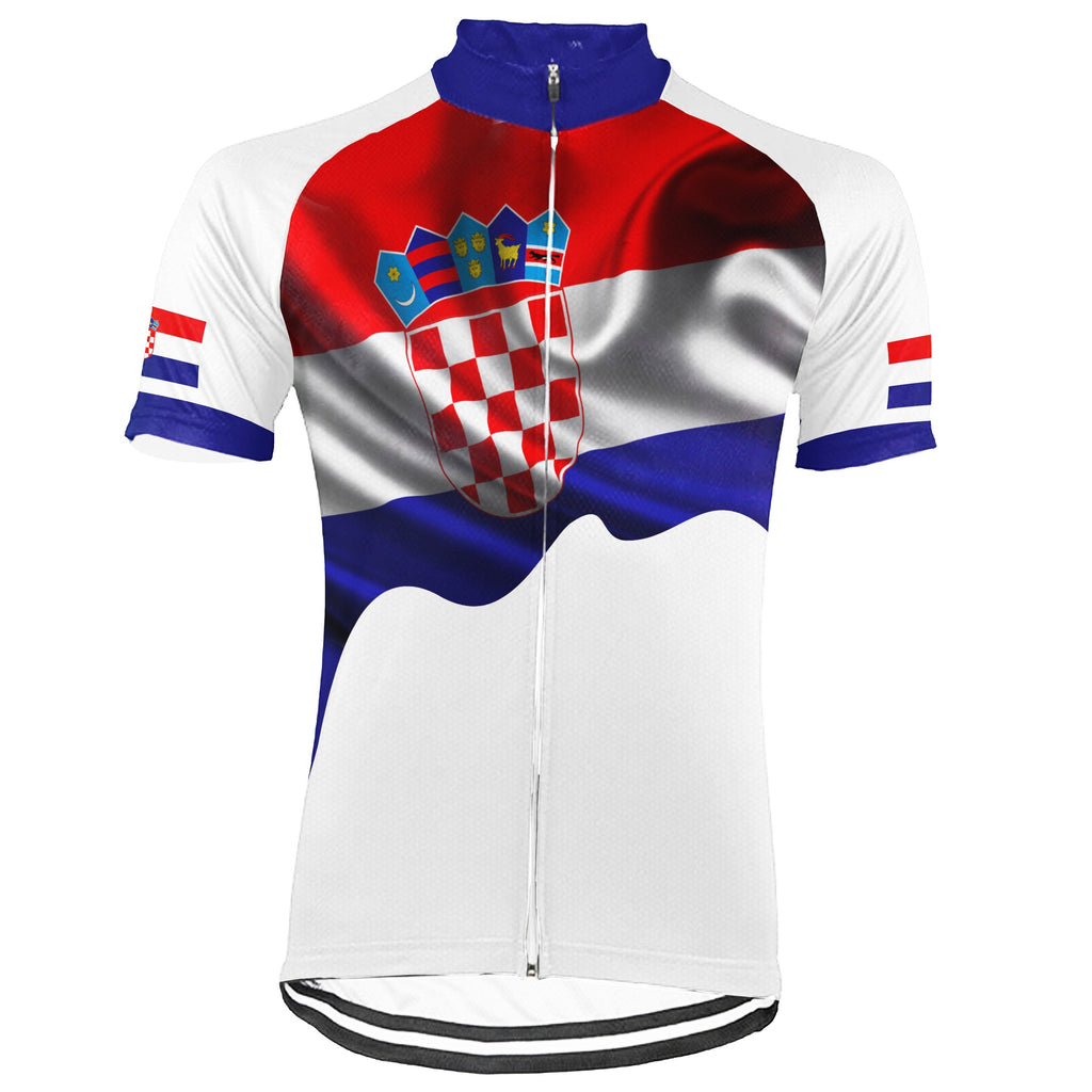 Customized Croatia Winter Thermal Fleece Short Sleeve Cycling Jersey for Men