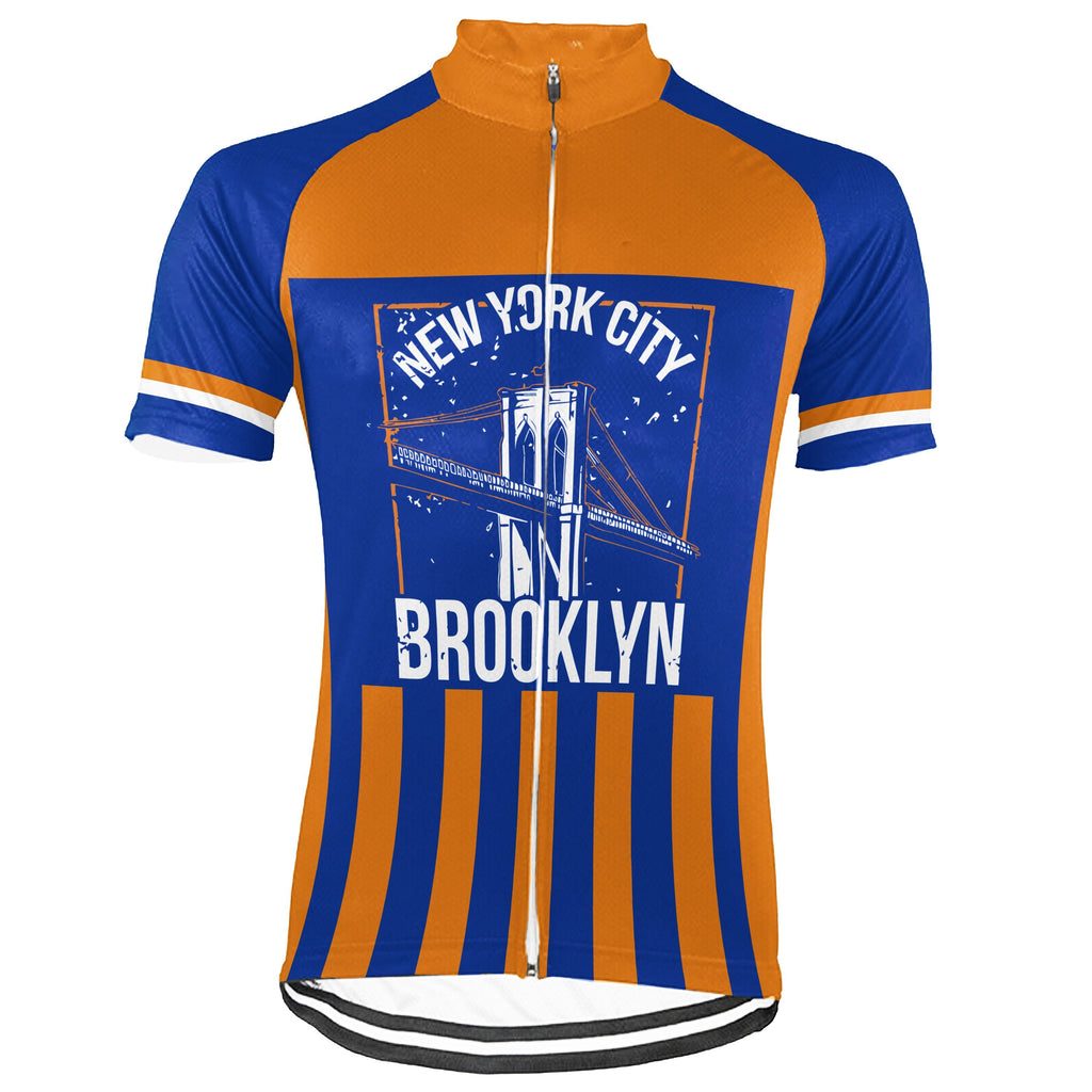 Customized Brooklyn Winter Thermal Fleece Short Sleeve Cycling Jersey for Men