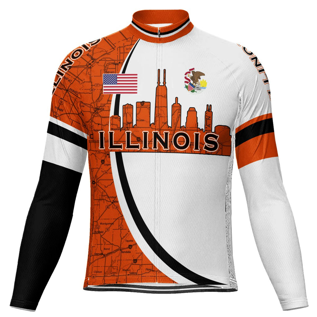 Customized Illinois Long Sleeve Cycling Jersey for Men