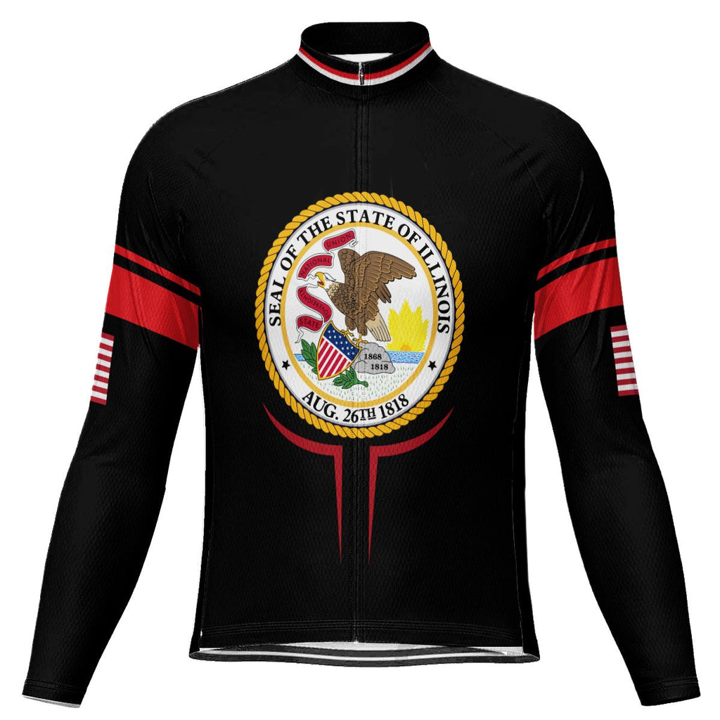 Customized Illinois Winter Thermal Fleece Long Sleeve Cycling Jersey for Men