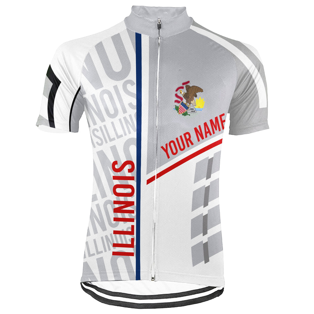 Customized Illinois Winter Thermal Fleece Short Sleeve Cycling Jersey for Men