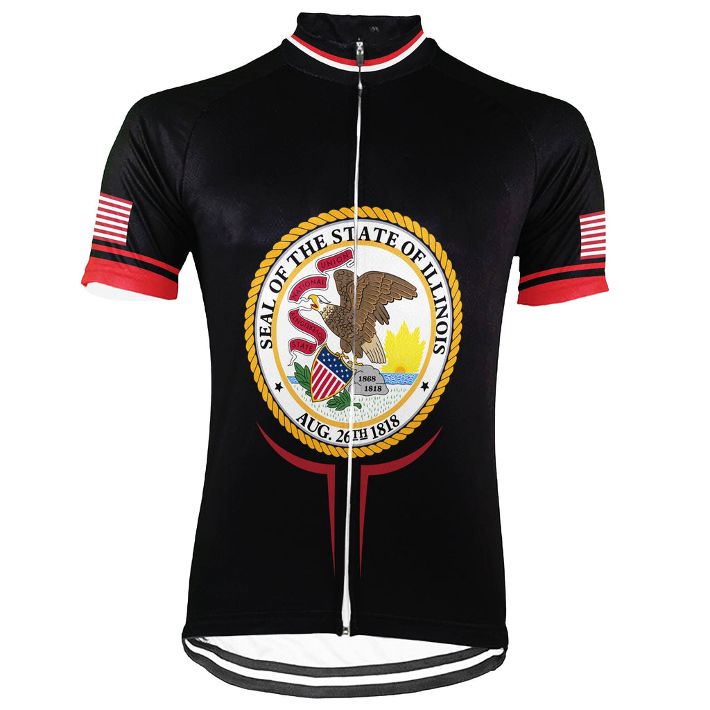 Customized Illinois Winter Thermal Fleece Short Sleeve Cycling Jersey for Men