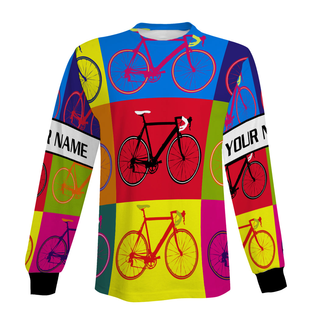 Colorful Cycling Customized Long Sleeve, Zip Up Hoodie, Hoodie Gift For Men