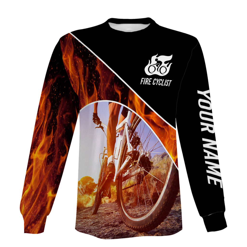 Men's Customized Zip Up Hoodie, Long Sleeve, and Hoodie Fire Cyclist Tops Bicycle Clothing
